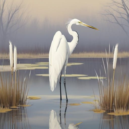 Great White Heron in Nature Reserve