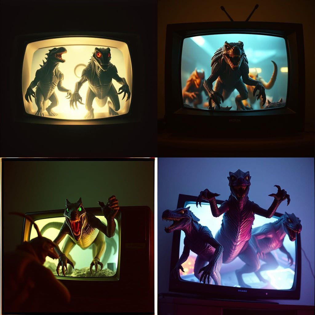 Ethereal Beings Emerge from the Television in a Cinematic Ma...