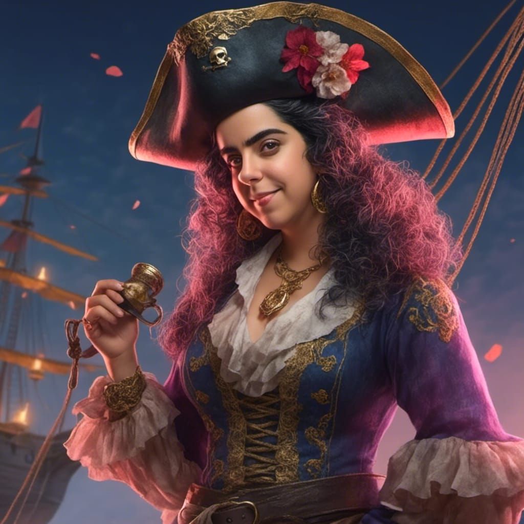 Pirate Queen Portrait in Anime Style