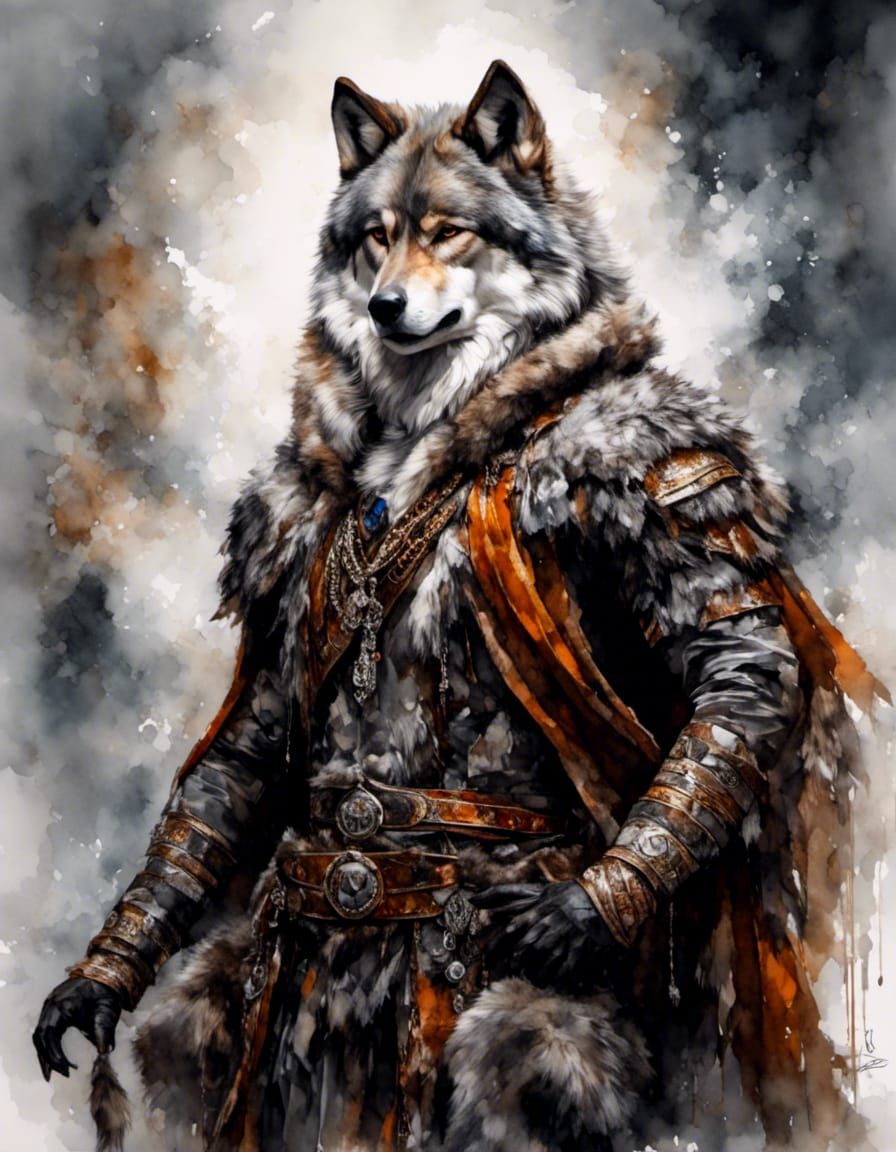 Handsome Wolf Man Portrait in Detailed Digital Art