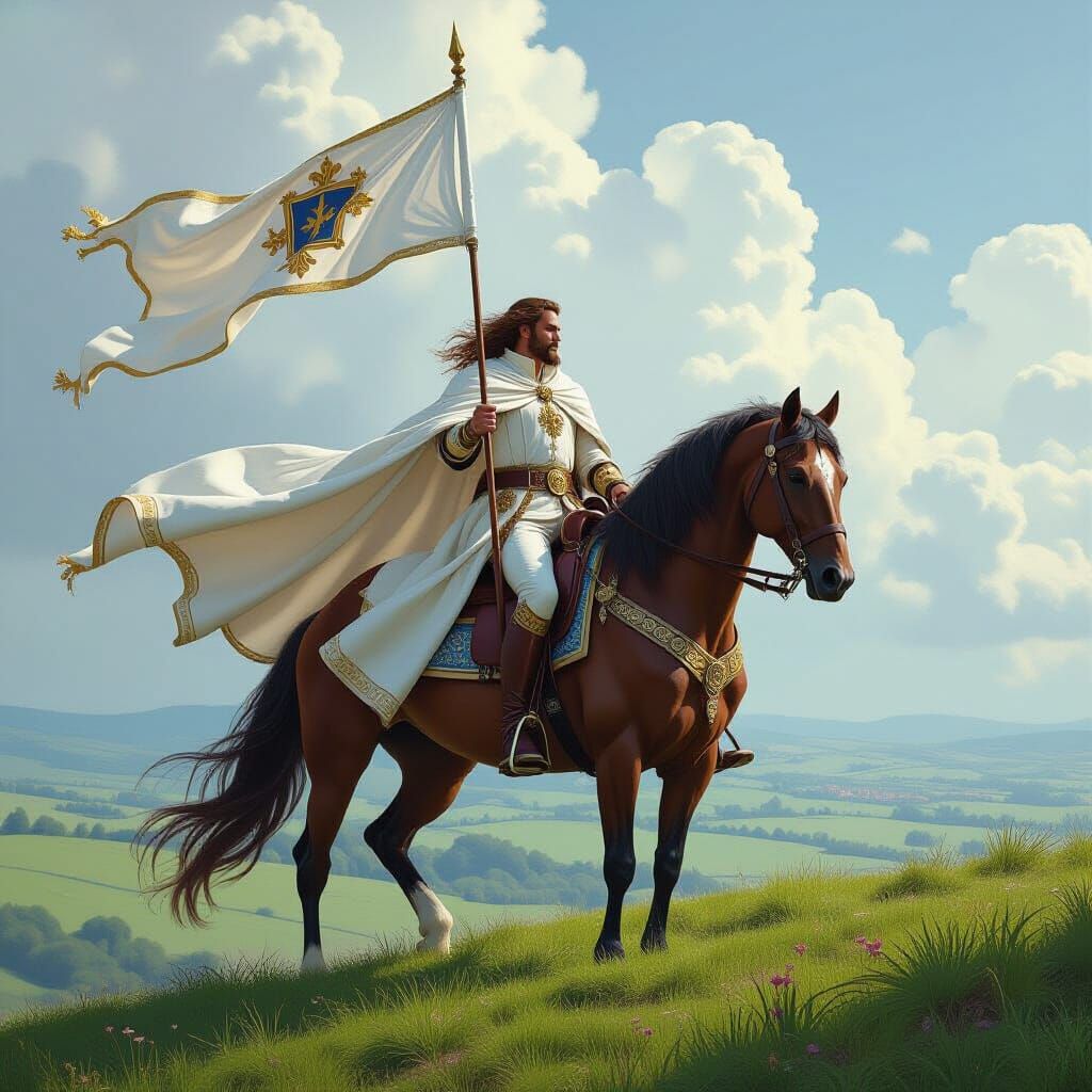 Charette, King of Vendee, Rides Majestic Horse on Hill