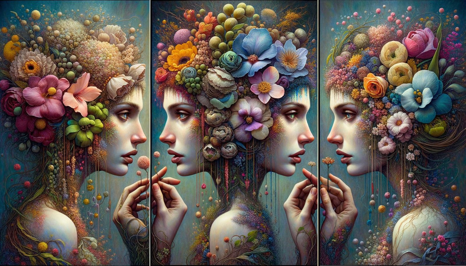 Surreal Floral Goddesses Unite in Harmony