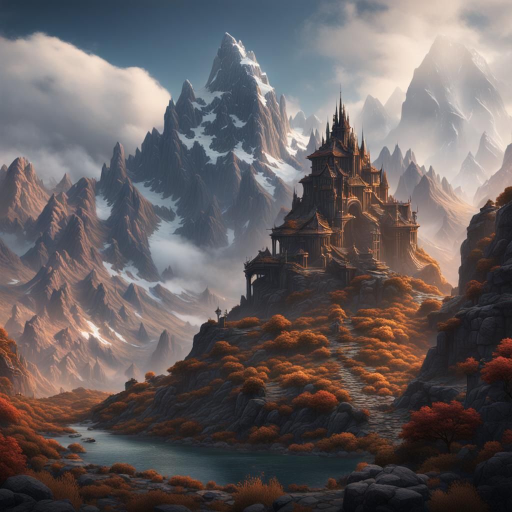 Fantastical Mountain Concept Art in Deep Color