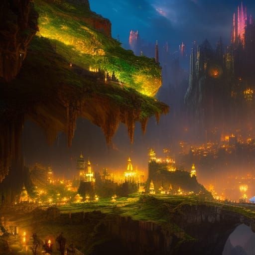 Grumpy Elf in a Magic City: Detailed Matte Painting