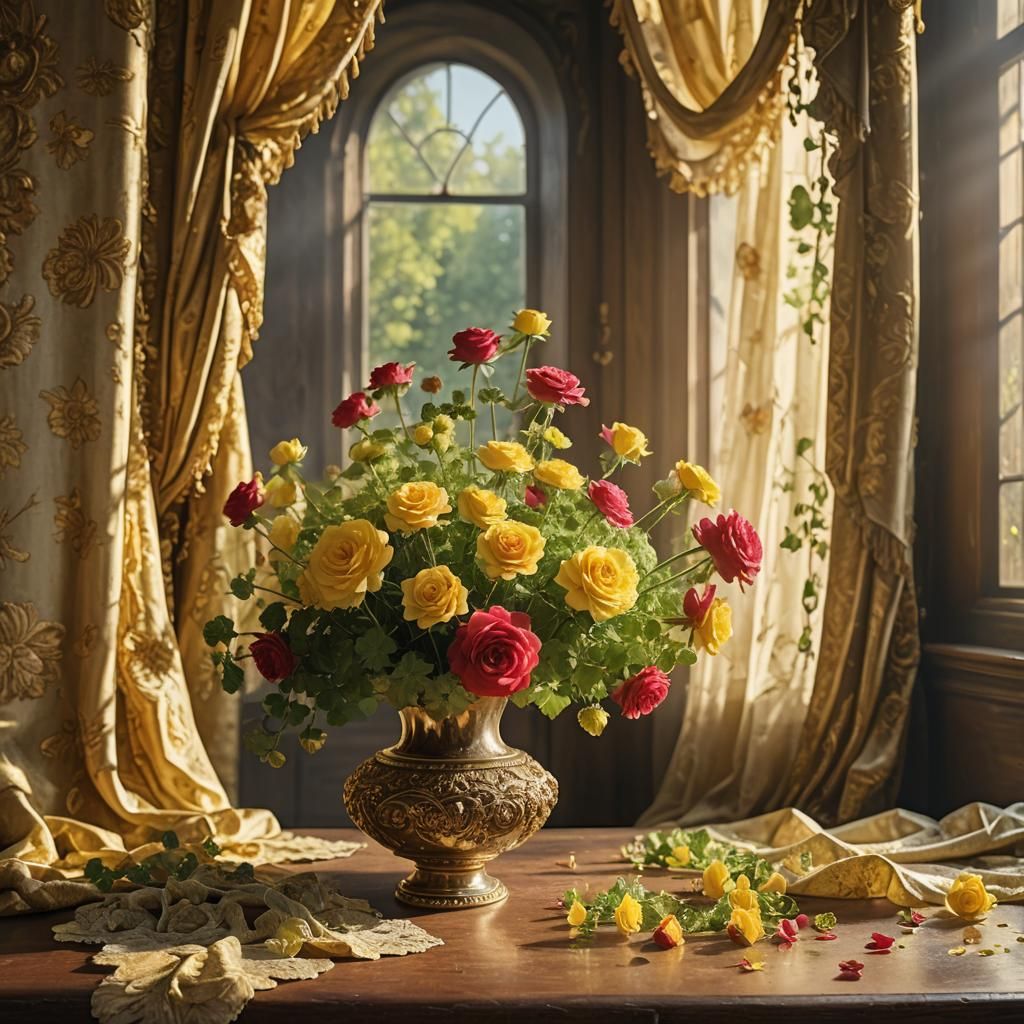 Vase of Roses Still Life in Monet Style