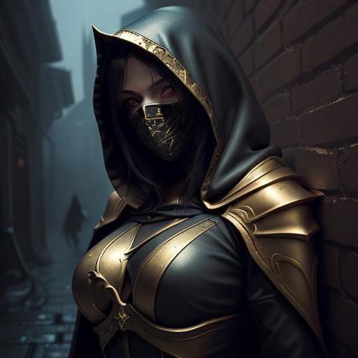 Masked Rogue in Dark Alley: Renaissance Occult Art