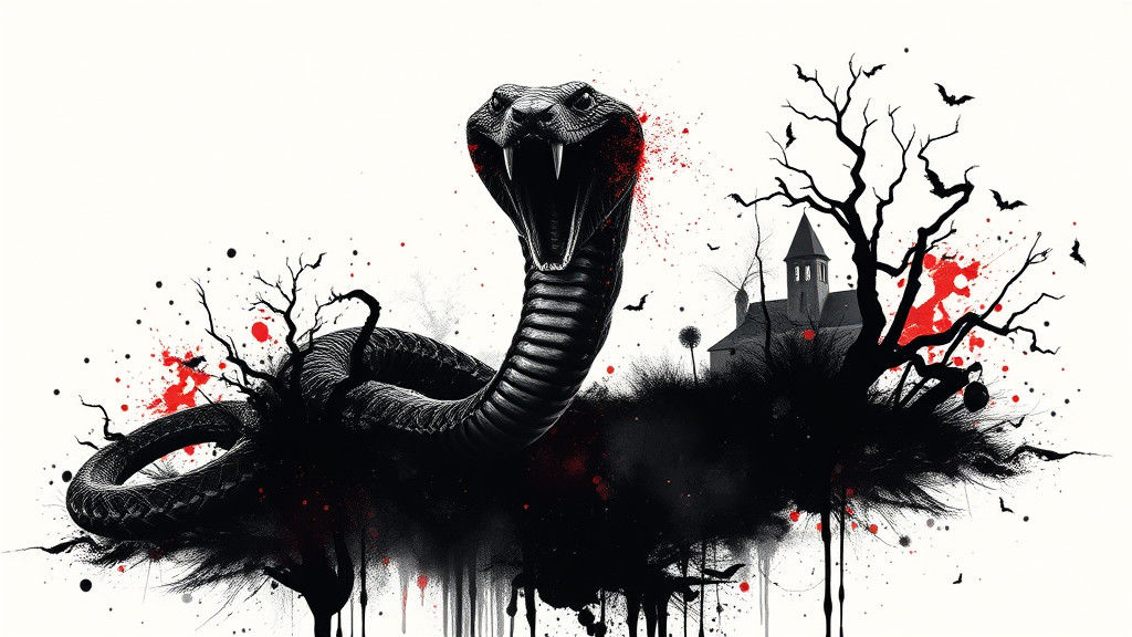 Halloween Snake in Double Exposure Ink Art