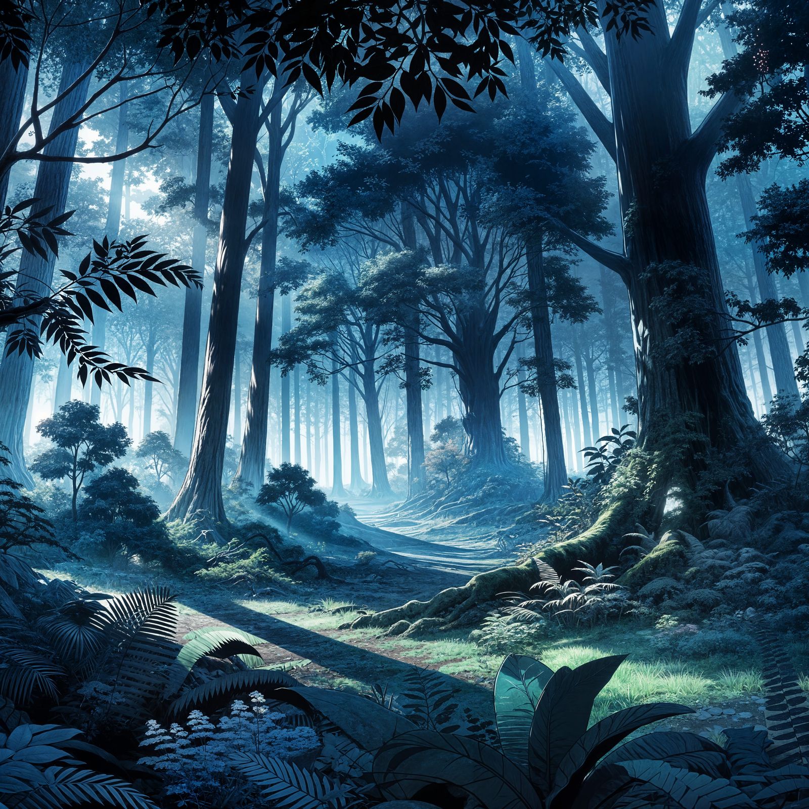 Anime-Inspired Dark Forest Concept Art in 3D