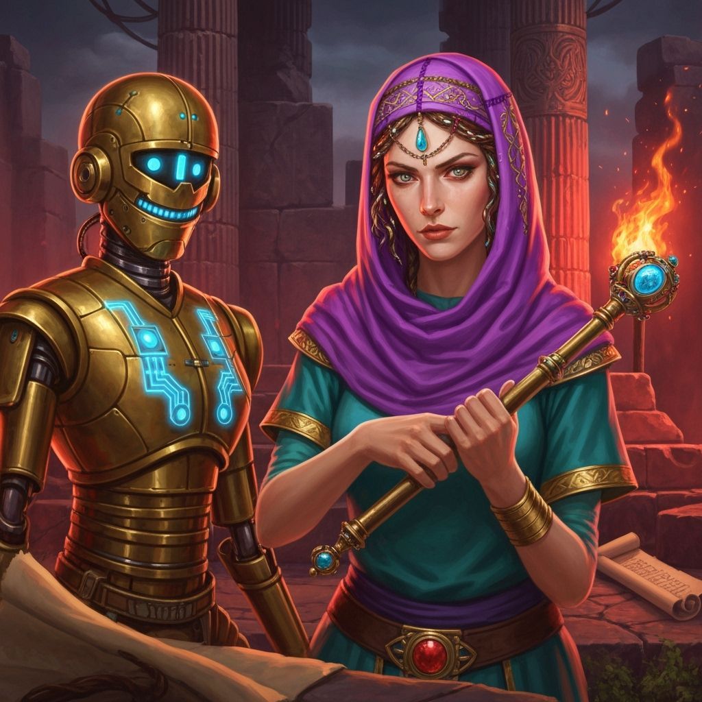 Middle Eastern Handmaid in Temple Ruins