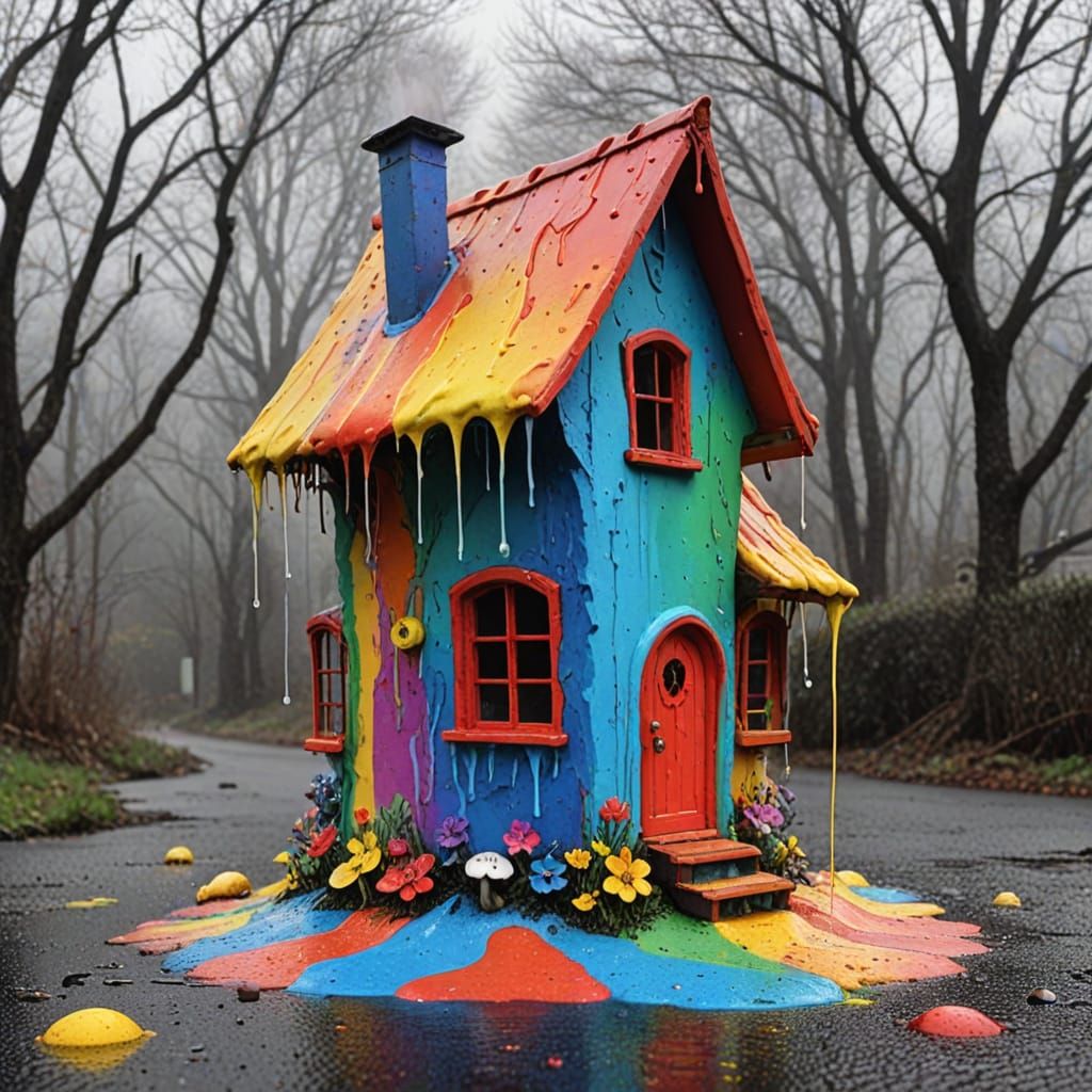 Whimsical Paint Explosion in Pop Art Style