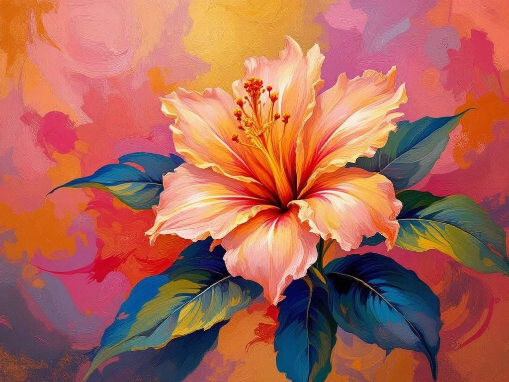 Exotic Post-Impressionist Bloom in Vibrant Sunset Hues