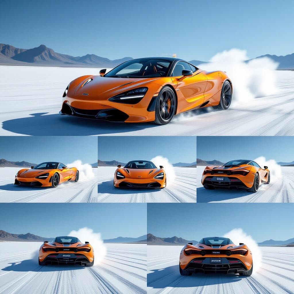 Fiery Orange McLaren 720S on Utah Salt Flats