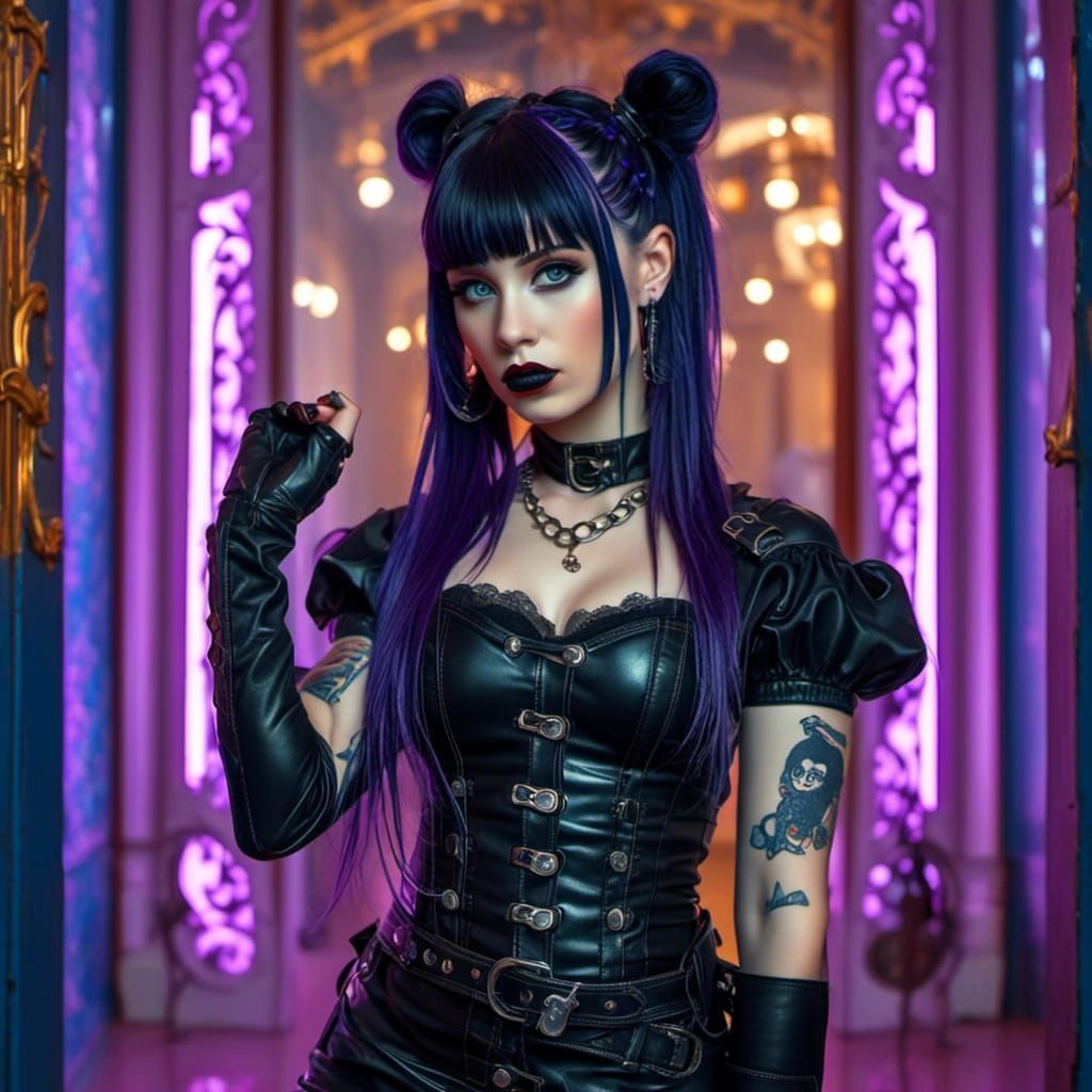 Gothic Girl Portrait in Leather