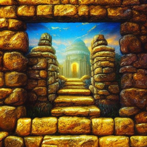 Golden Pillars with Swirling Musical Notes