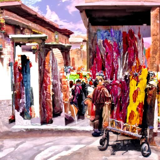 Roman Market Entrance in Expressionist Impasto Style