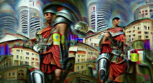 Roman Warrior in Futuristic Renaissance City Painting