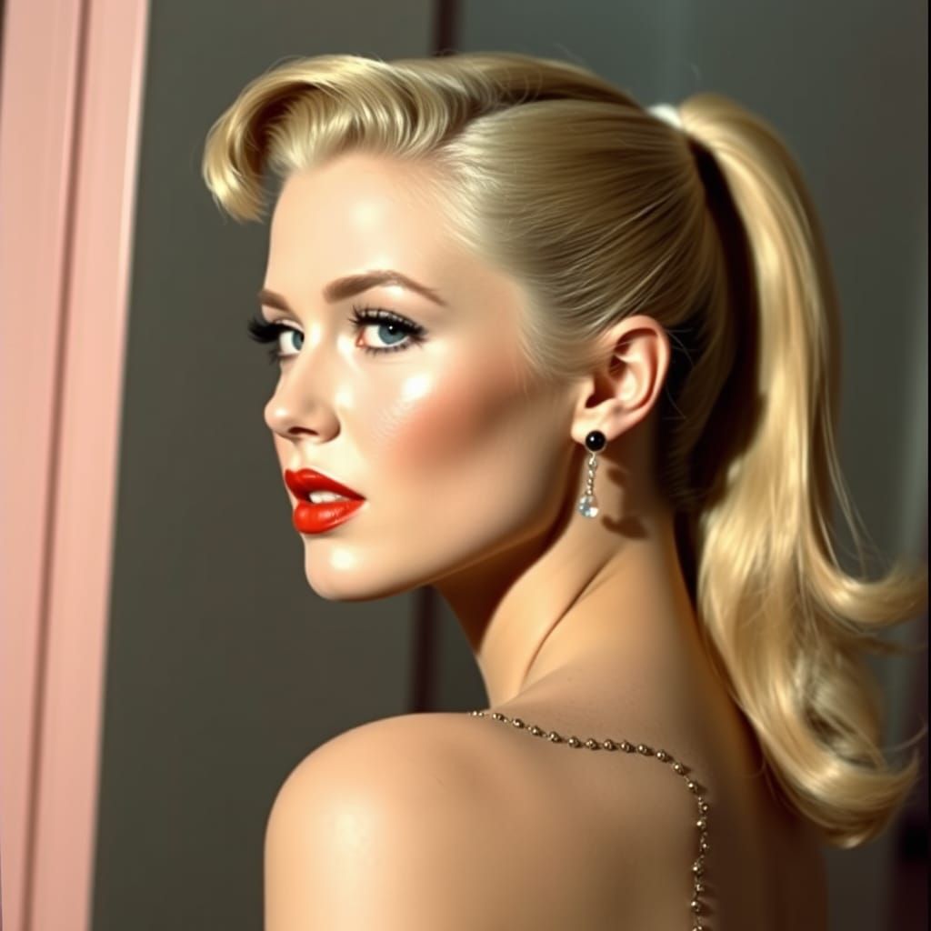 Blonde Beauty in Latex: 1950s Pinup Style