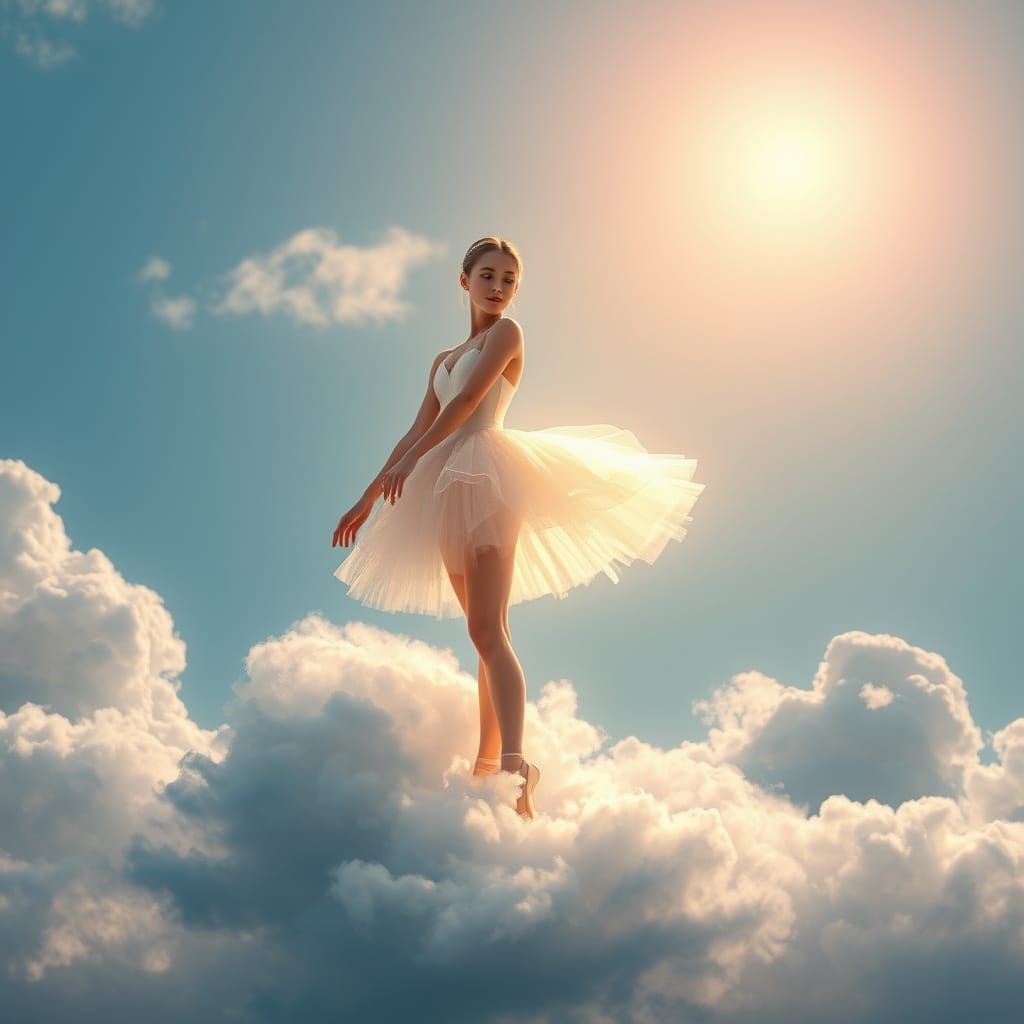 Serene Ballerina in Ethereal Cloudscape