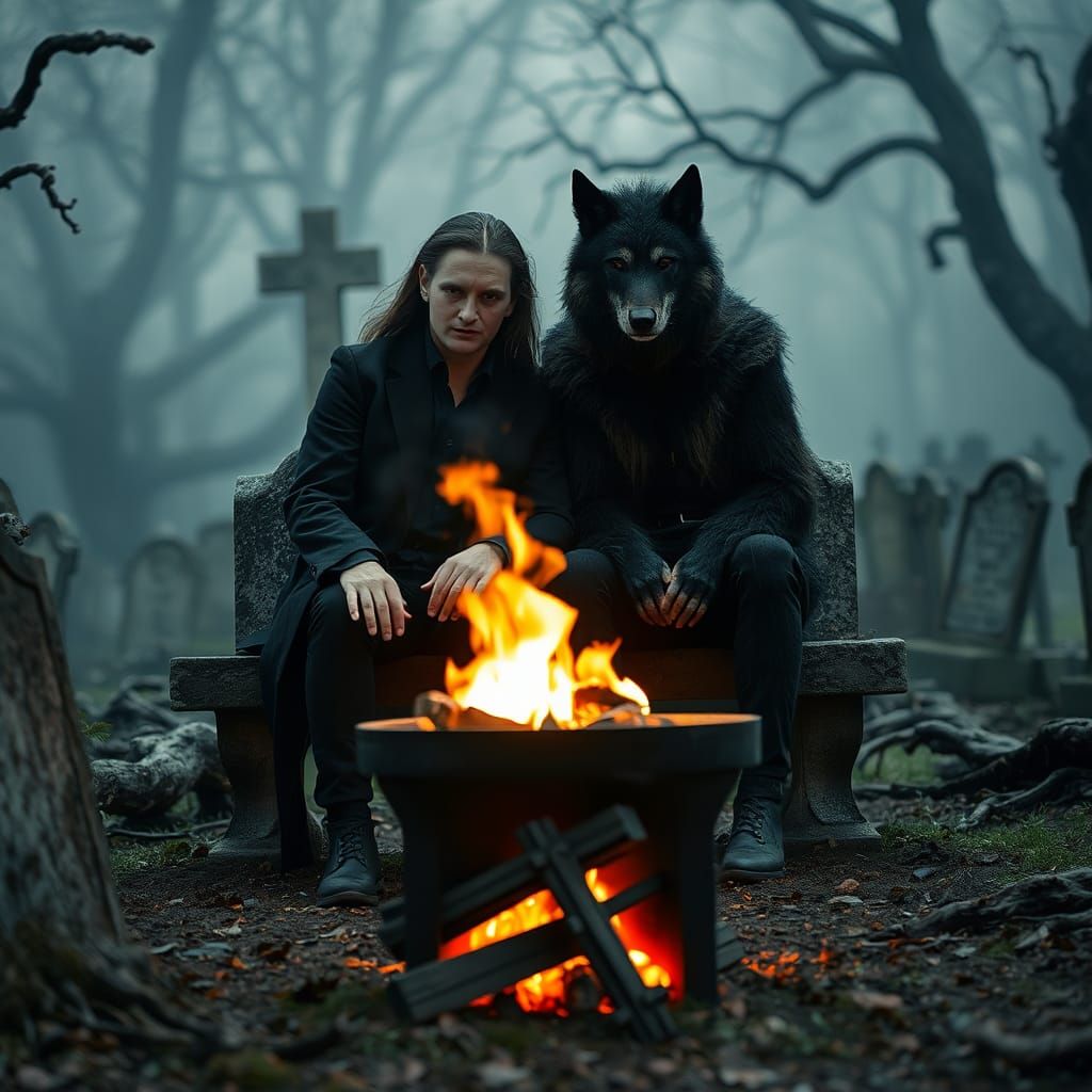 Vampire and Werewolf: Cemetery Friendship in Leibovitz Style