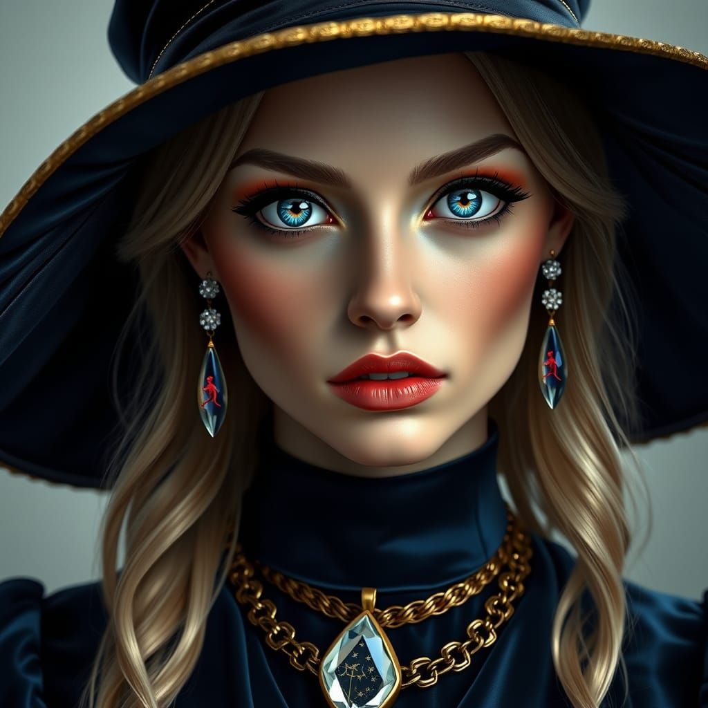 Digital Portrait of an Elegant Lady in Velvet Evening Attire