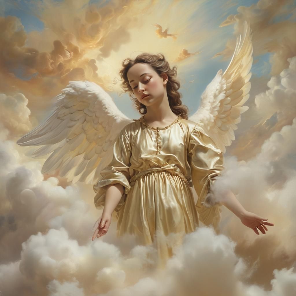 Surreal Angel in Ethereal Cloudscape