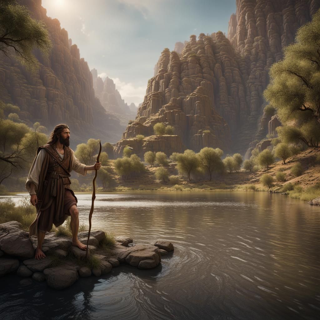 John the Baptist and Jesus: Detailed Matte Painting