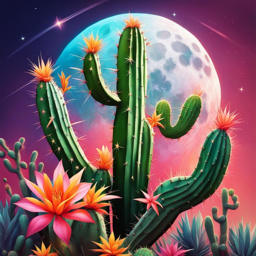 Cactus Paradise Under Shooting Stars: Splash Art