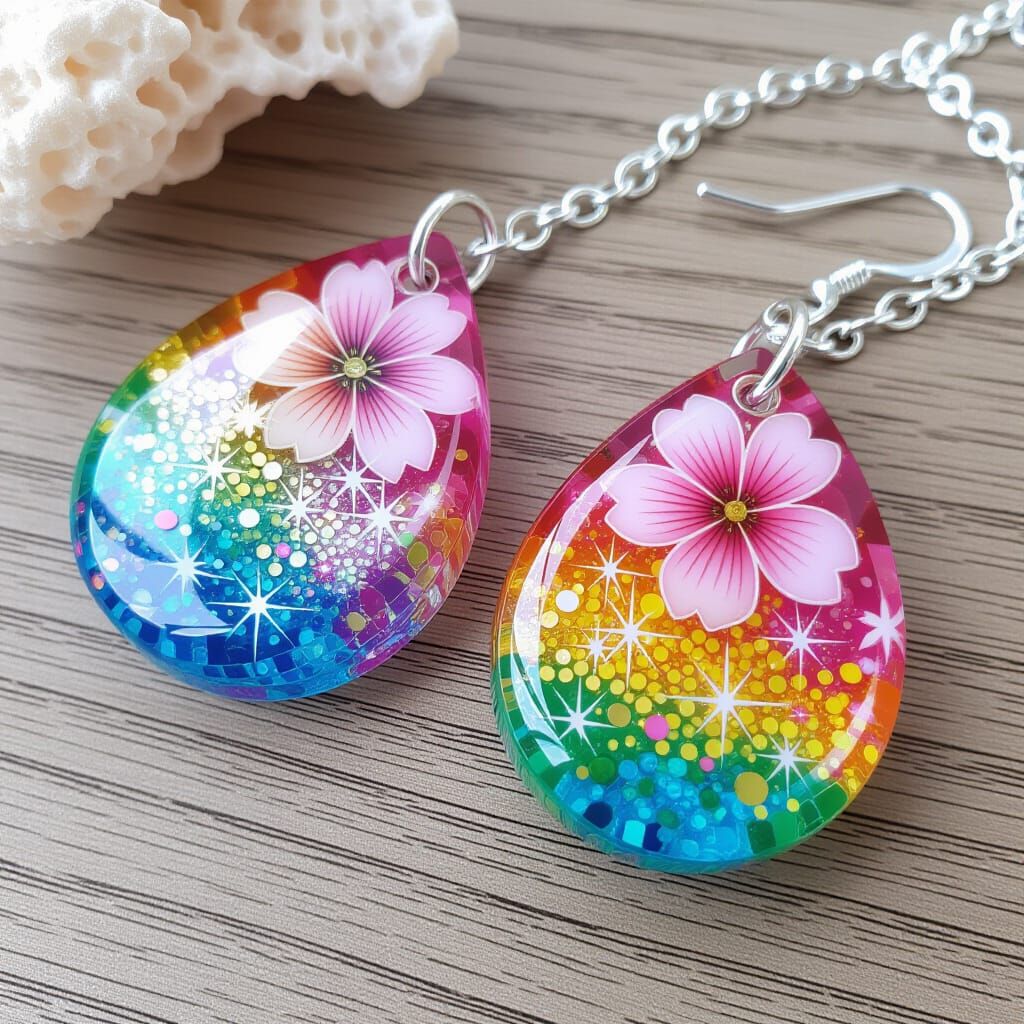 Sparkling Floral Ombre Resin Jewellery