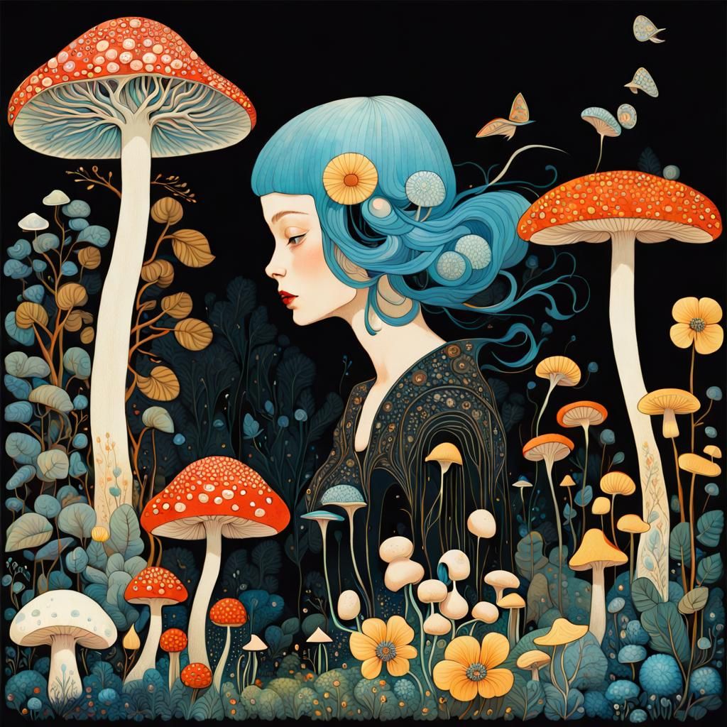 Wonderland: Mushroom and Flower Forest in Dreamy Style