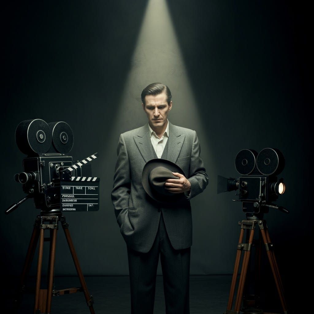 Melancholic Actor in Film Noir Style