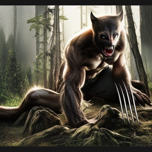 Wolverine in Dark Forest: Digital Matte Painting