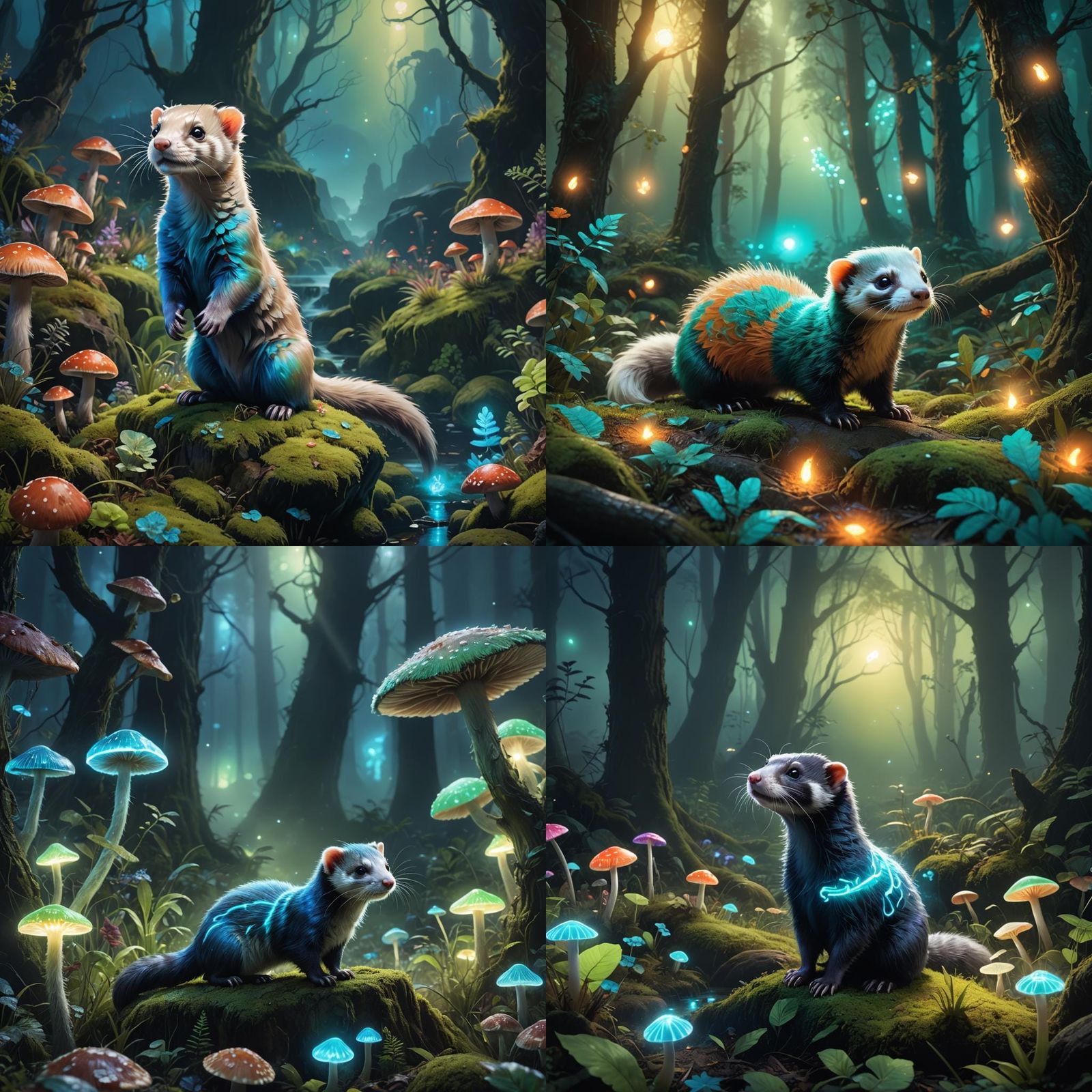 Glow-in-the-Dark Ferret: Fantastical Digital Art