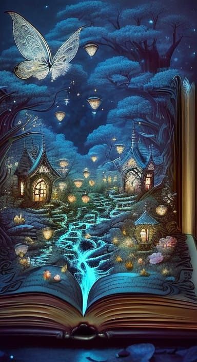 <lora:Magic book:1.0> This captivating image showcases an open storybook that reveals a mesmerizing, three-dimensional f...