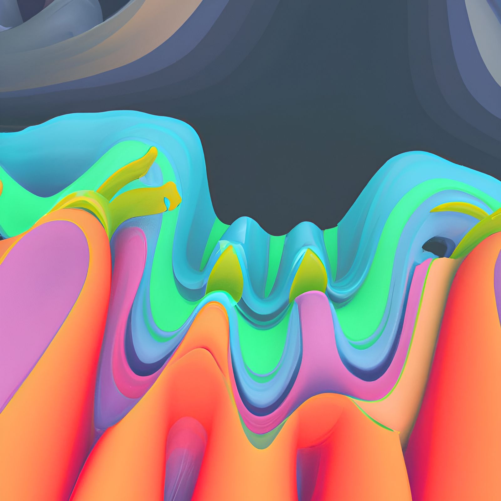 Opalescent Abstract Biomorphs in Maya3D Render