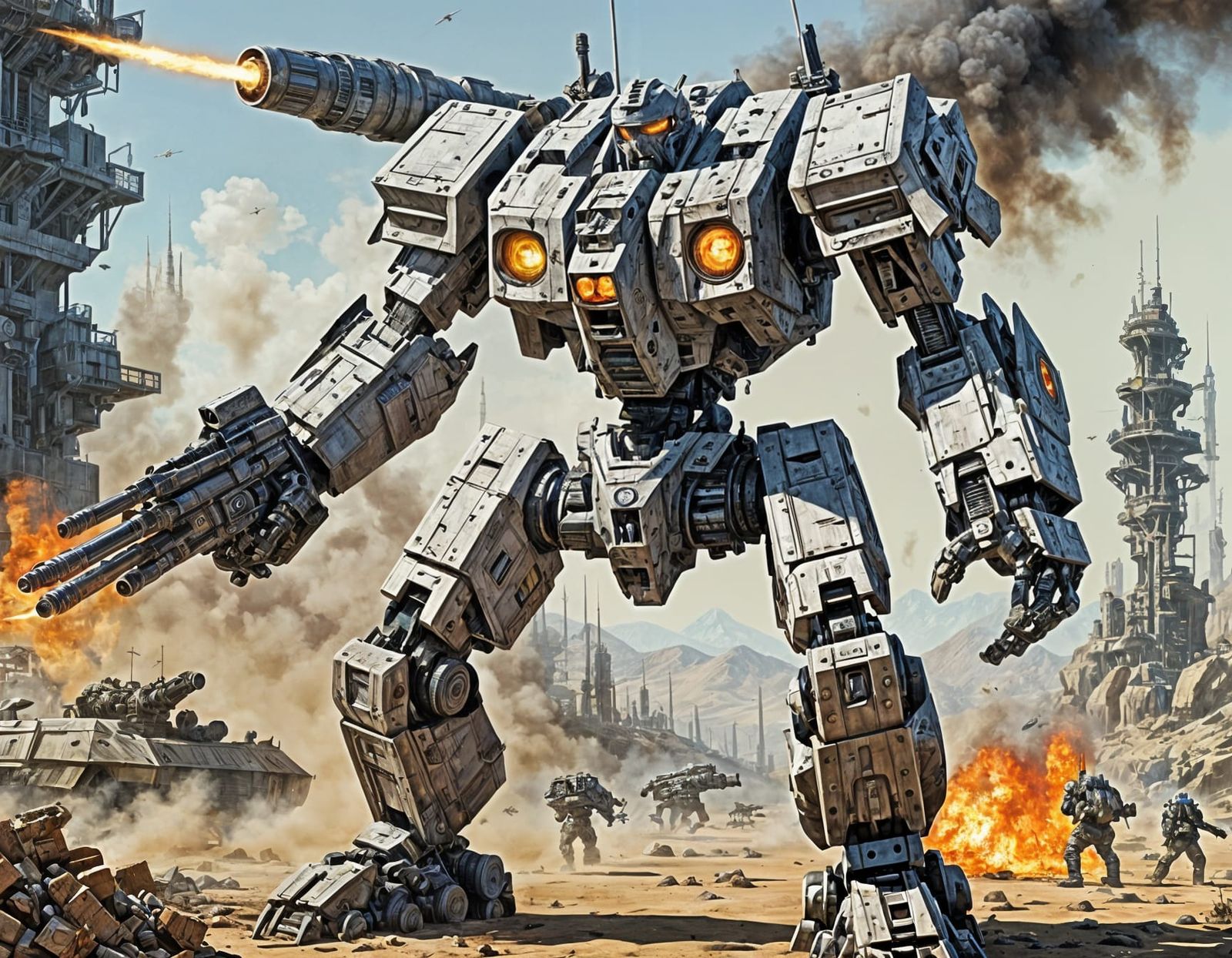 Giant Mech Warrior Robot Concept Art