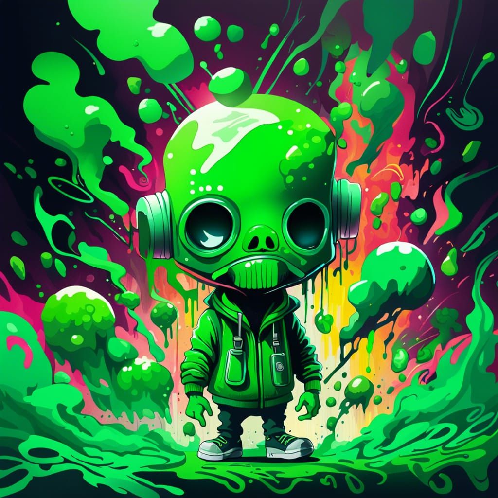 Green Space Junkie Graffiti Art on Green Planet