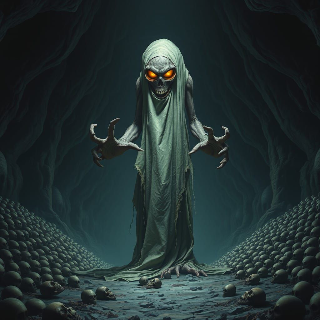 Eerie, Towering, Dead Hand Inspired Creature, Underground Ca...