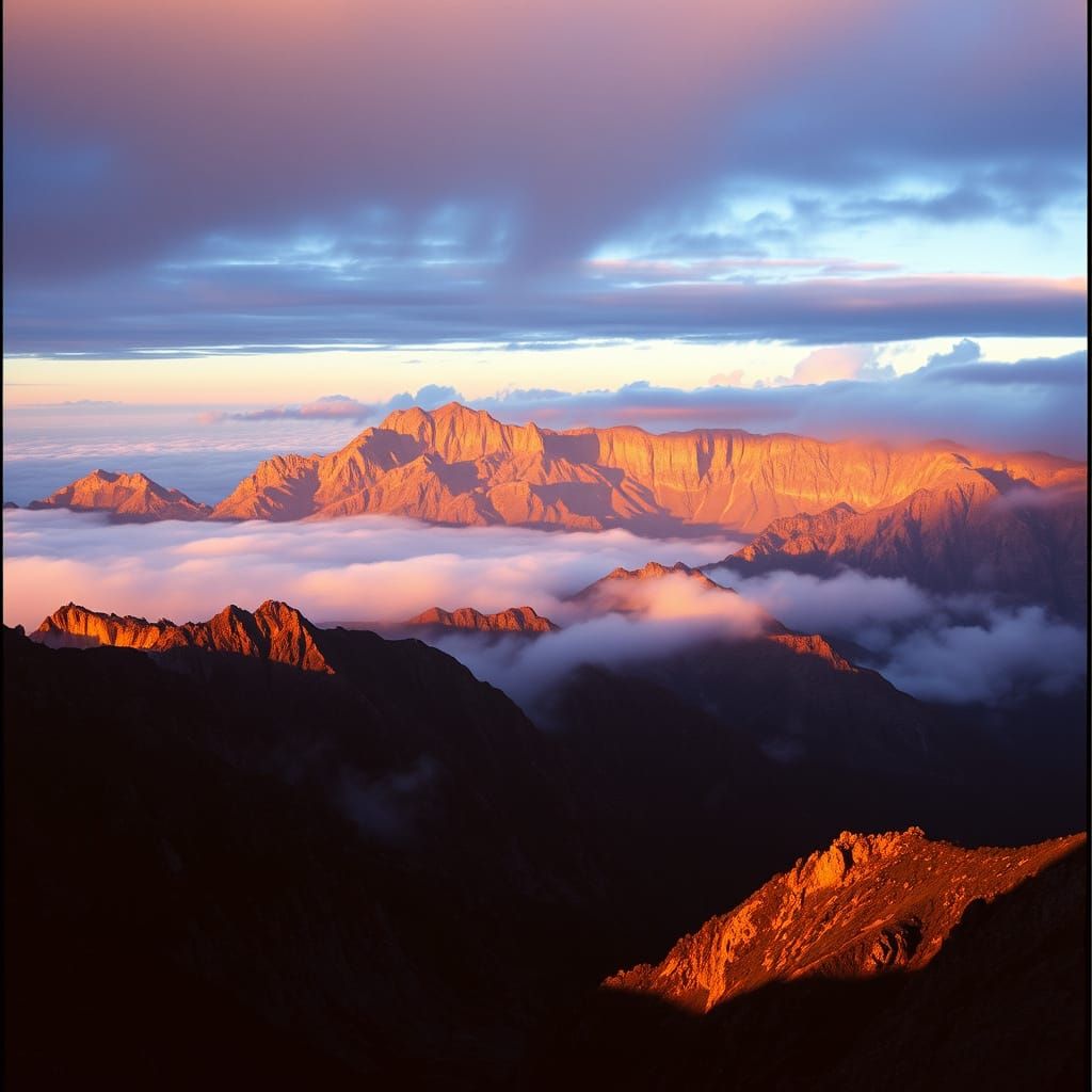 Majestic Sunset Mountains in Cinematic Style