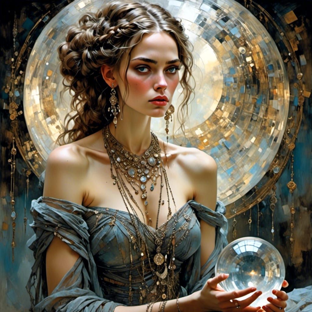Gypsy Woman Gazing into Crystal Ball