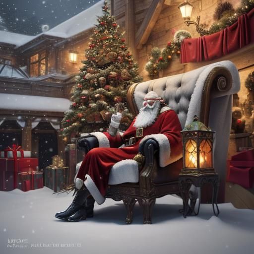 Santa Claus in Cozy North Pole Workshop