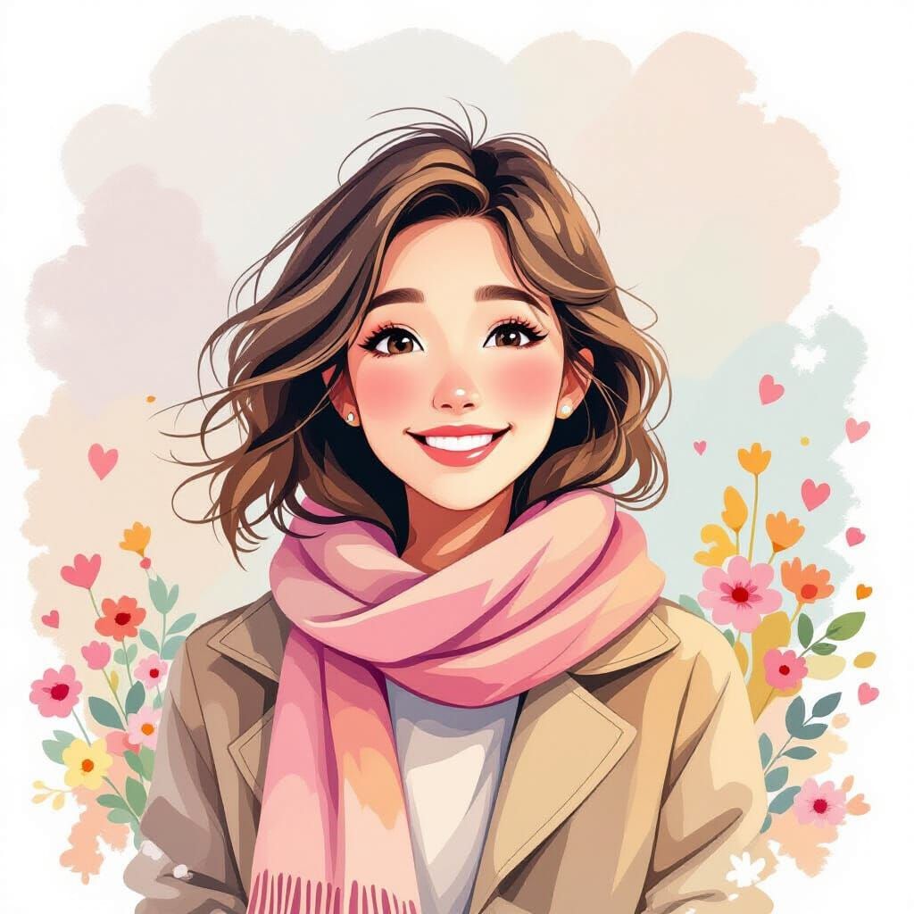 Whimsical Character in Pastel Hues, Beatrix Potter Style