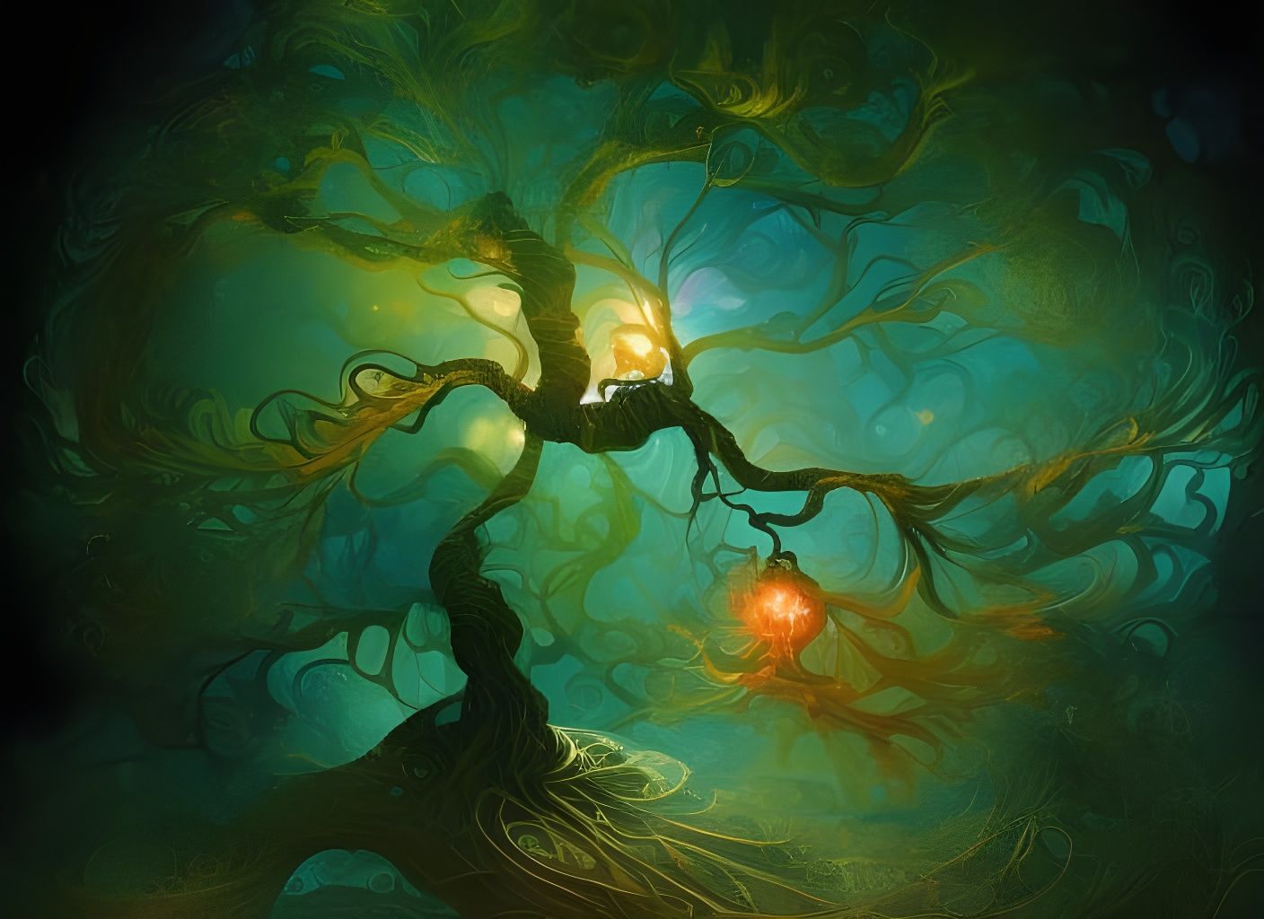 Fiery Tree: Japanese Art Photoillustration