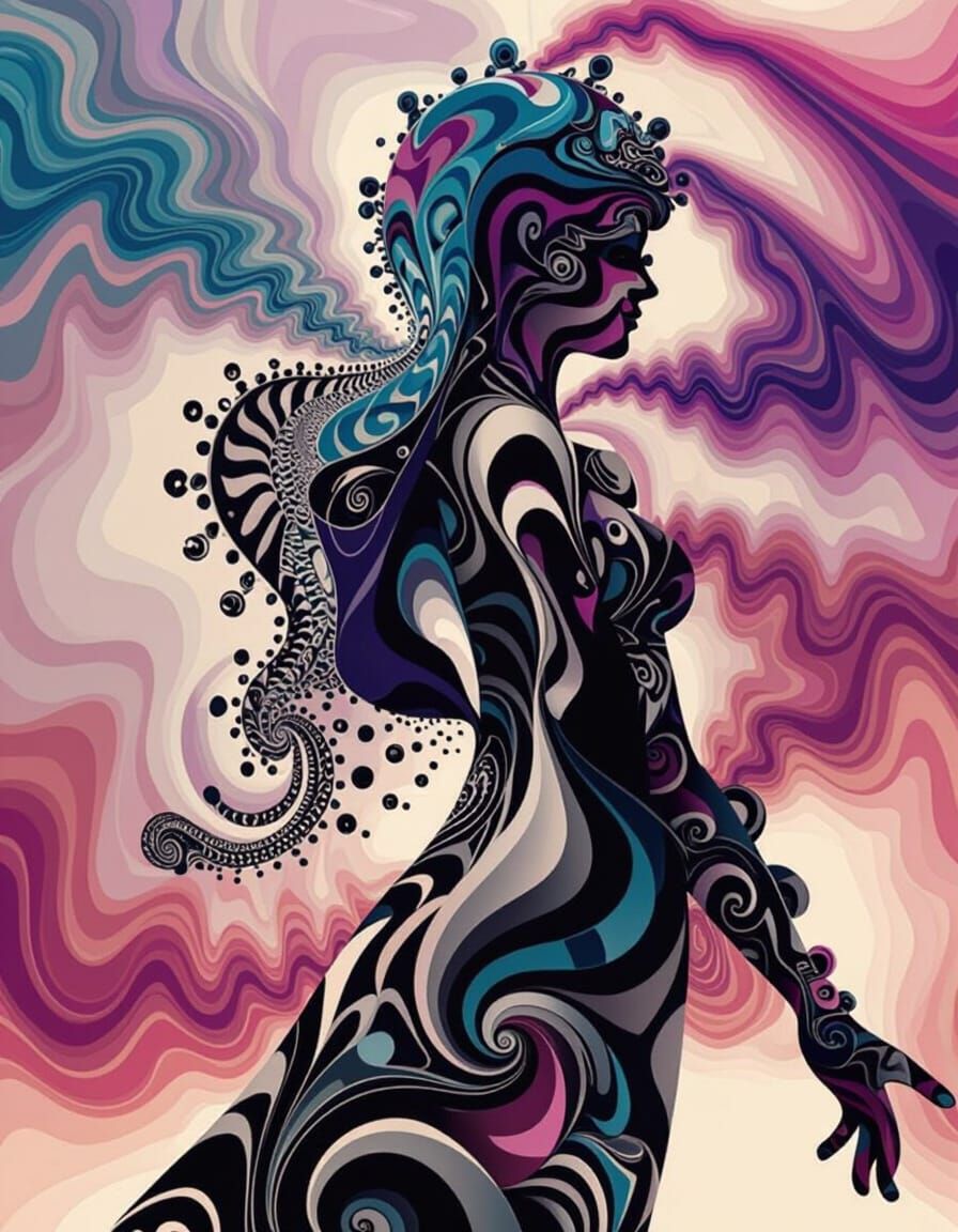 Colorful Polychromatic Fractal Wave Function Art