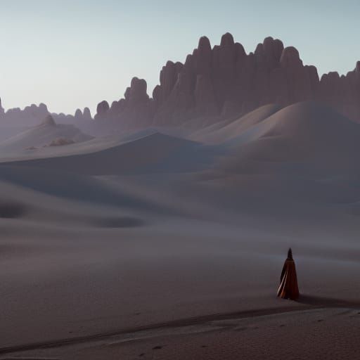 Thirsty Travelers in Desert Landscape: Fantasy Concept Art