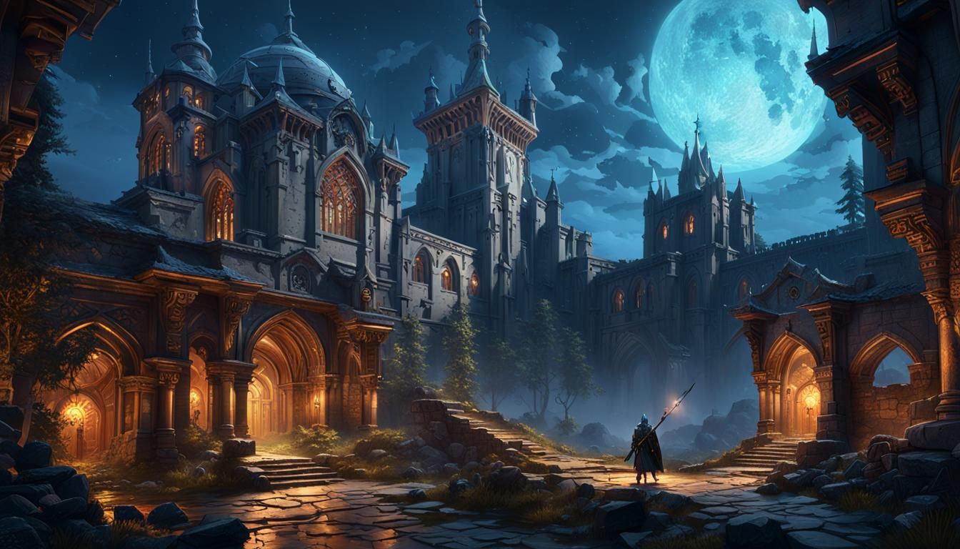 Nightly Knight Patrol in Dark Fantasy Style