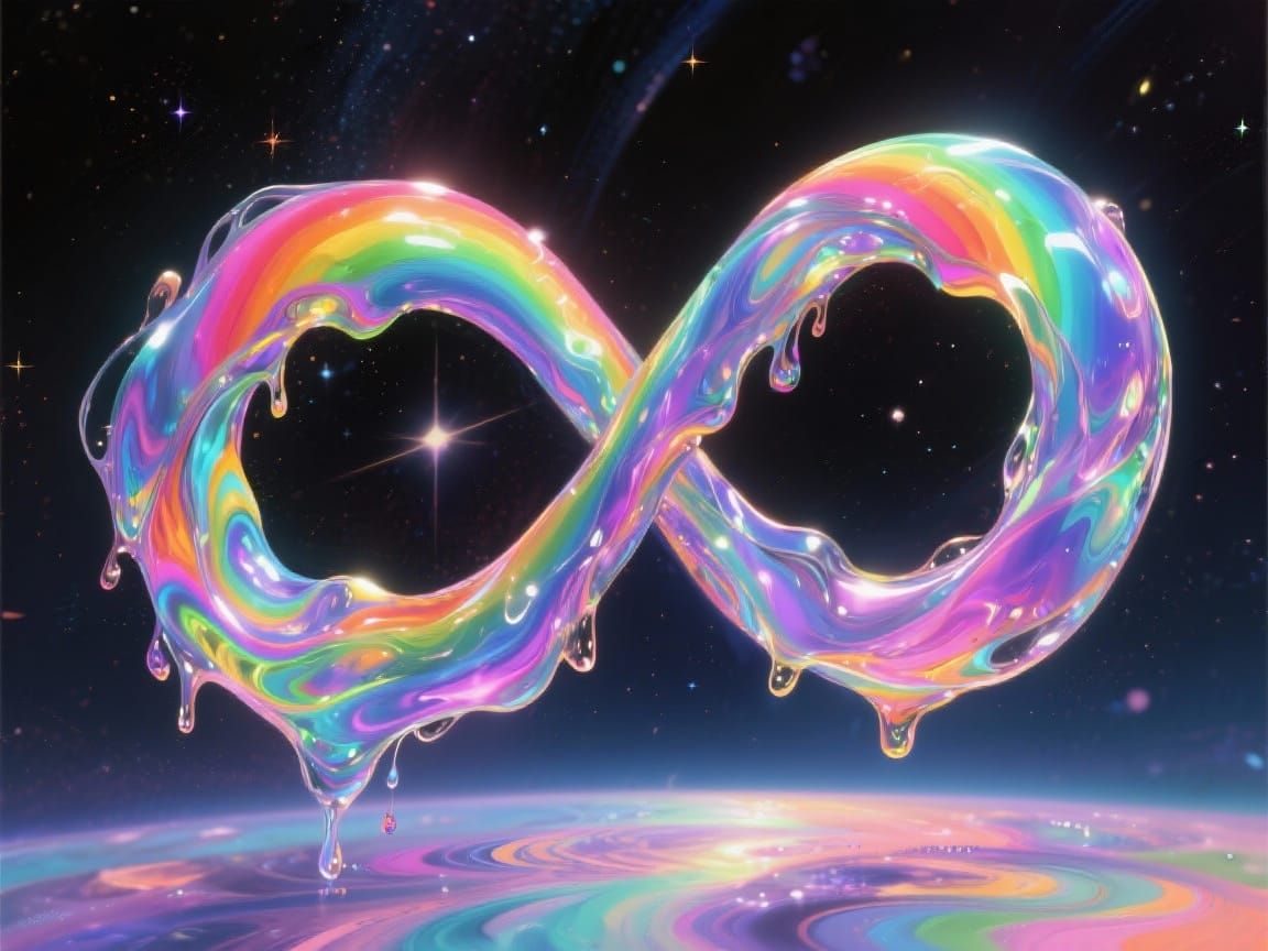 Psychedelic Rainbow Liquid Infinity Symbol Illustration