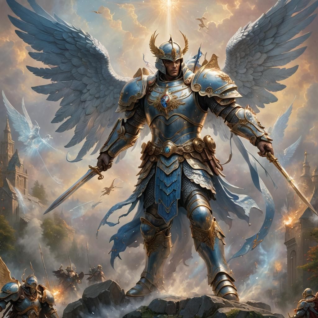 Archangel Michael in Battle Armor: Ethereal Fantasy Art