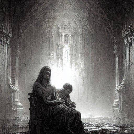 Crying Horror in Gustave Doré Style