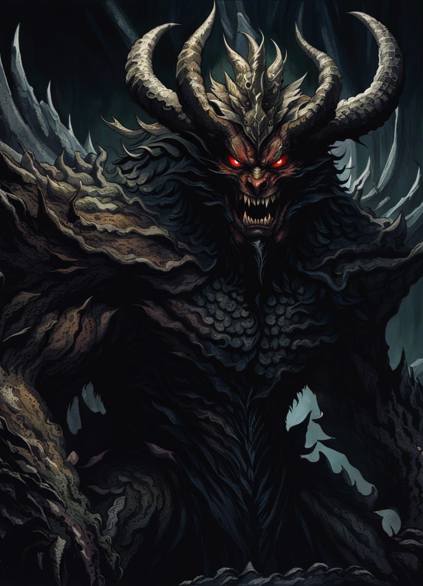 Terrifying Demon Creature in Fantasy Art Style