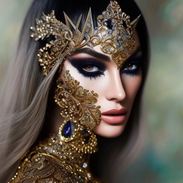 Faberge Filigree Model Portrait in Ornate Digital Art